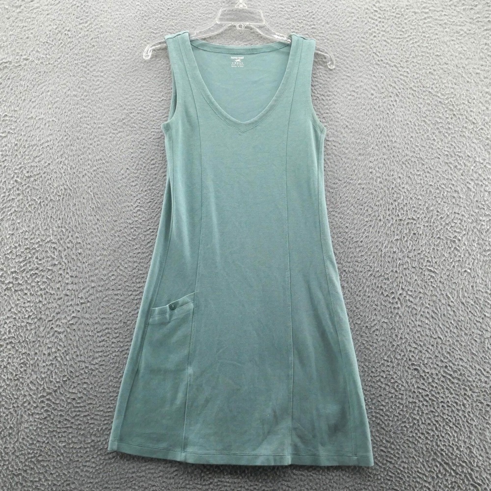 Horny Toad Womens Tank Flexcel Shirt Dress Sage Green V-Neck Pocket Small